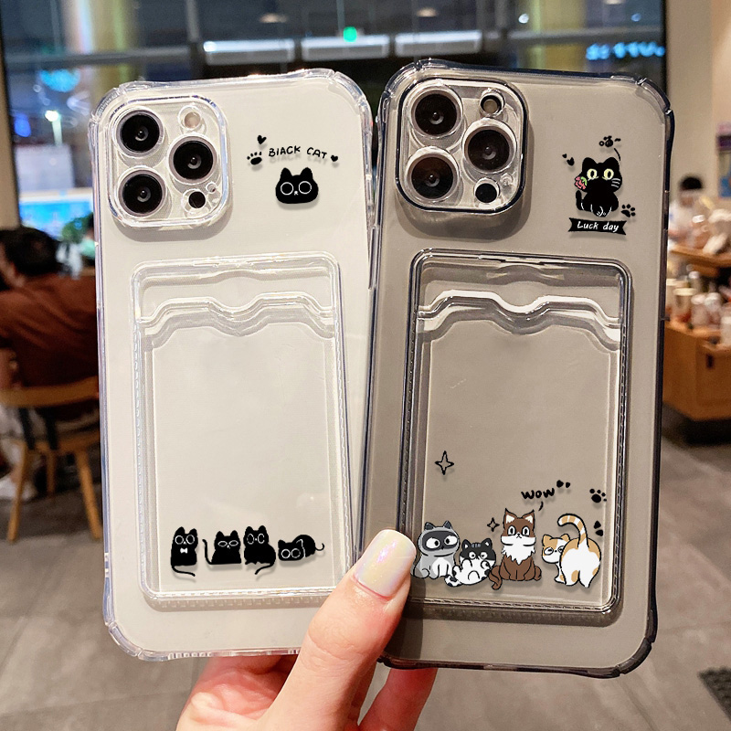 Wallets - Coque de téléphone chat noir mignon,