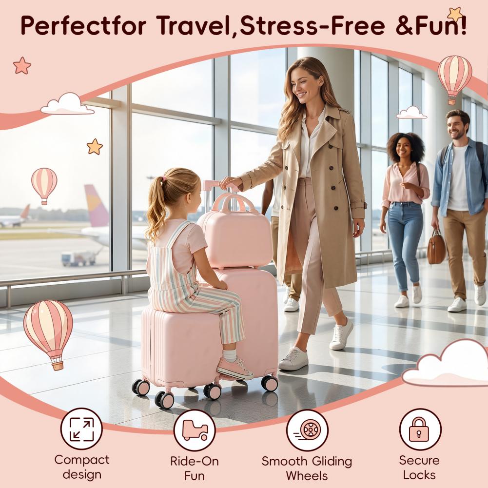 Kids Ride On Suitcase Scooter - Scooter amusant de 20 pouces, valise